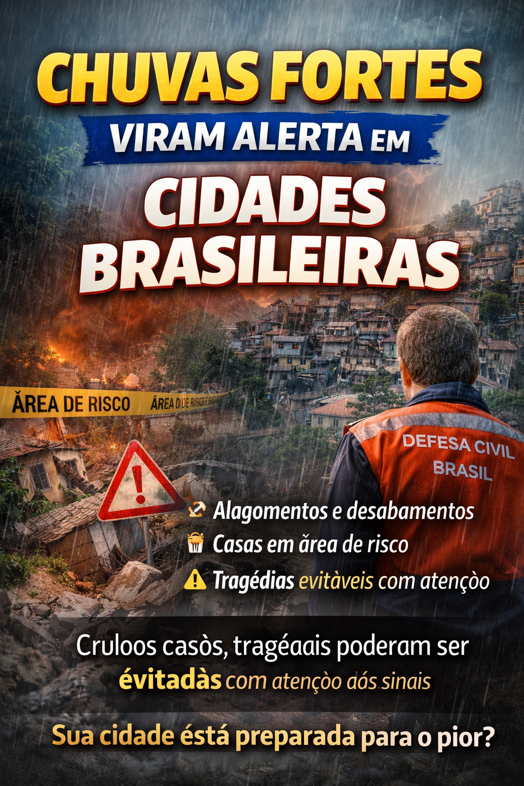 🌧️ Chuvas fortes e desabamentos colocam cidades brasileiras em alerta: riscos aumentam e exigem atenção